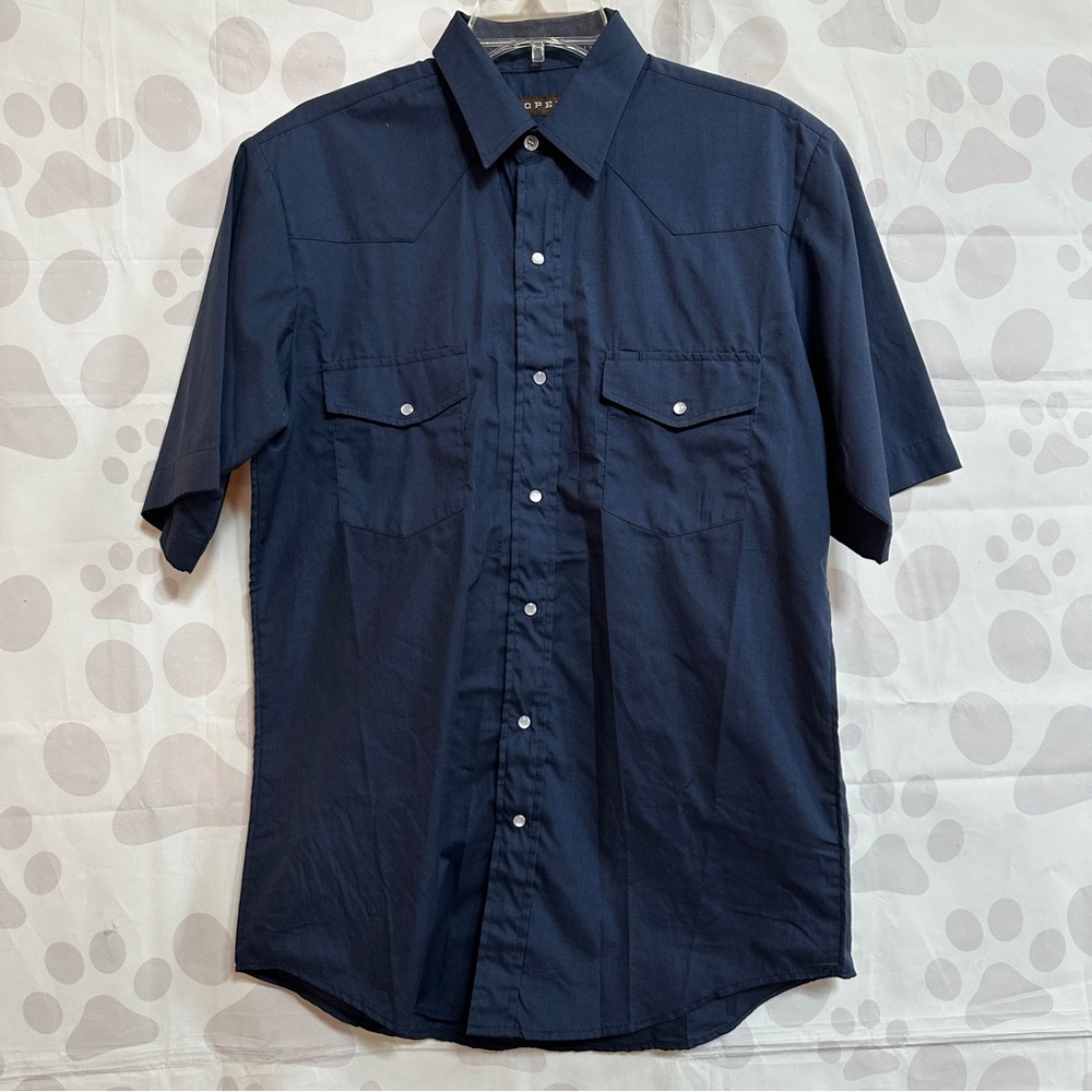 ROPER PEARL SNAP NAVY SHORT SHEEVE BUTTON DOWN